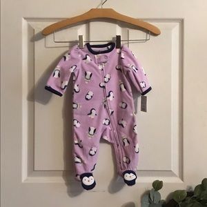 Baby Girl’s  Baby Penguin Fleece One Piece Pajama